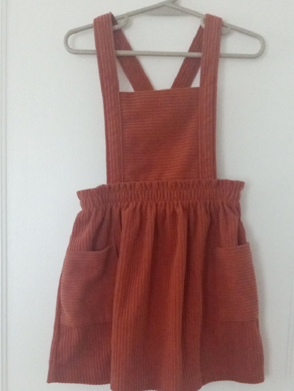 girl 5 Corduroy Pinafore Dress - Rust Orange